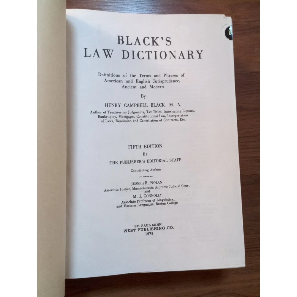 Black's Law Dictionary Special Deluxe Fifth Edition Legal Book Padded 1979/1981